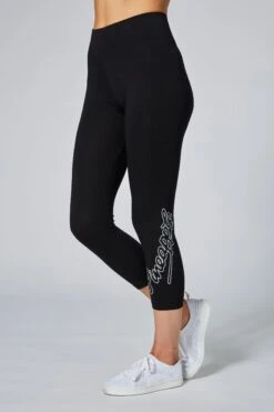 Pineapple Black Logo High Waisted Crop Leggings
