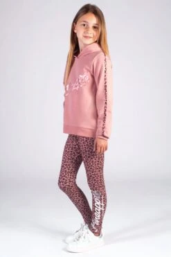 Pineapple Girls Pink Leopard Stripe Logo Hoodie -Pineapple 528538s3