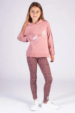 Pineapple Girls Pink Leopard Stripe Logo Hoodie -Pineapple 528538s4
