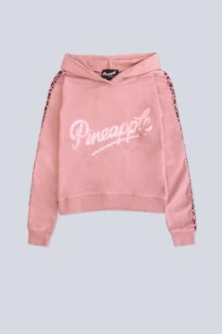 Pineapple Girls Pink Leopard Stripe Logo Hoodie -Pineapple 528538s5