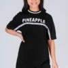 Pineapple Girls Black Stripe T-Shirt Dress