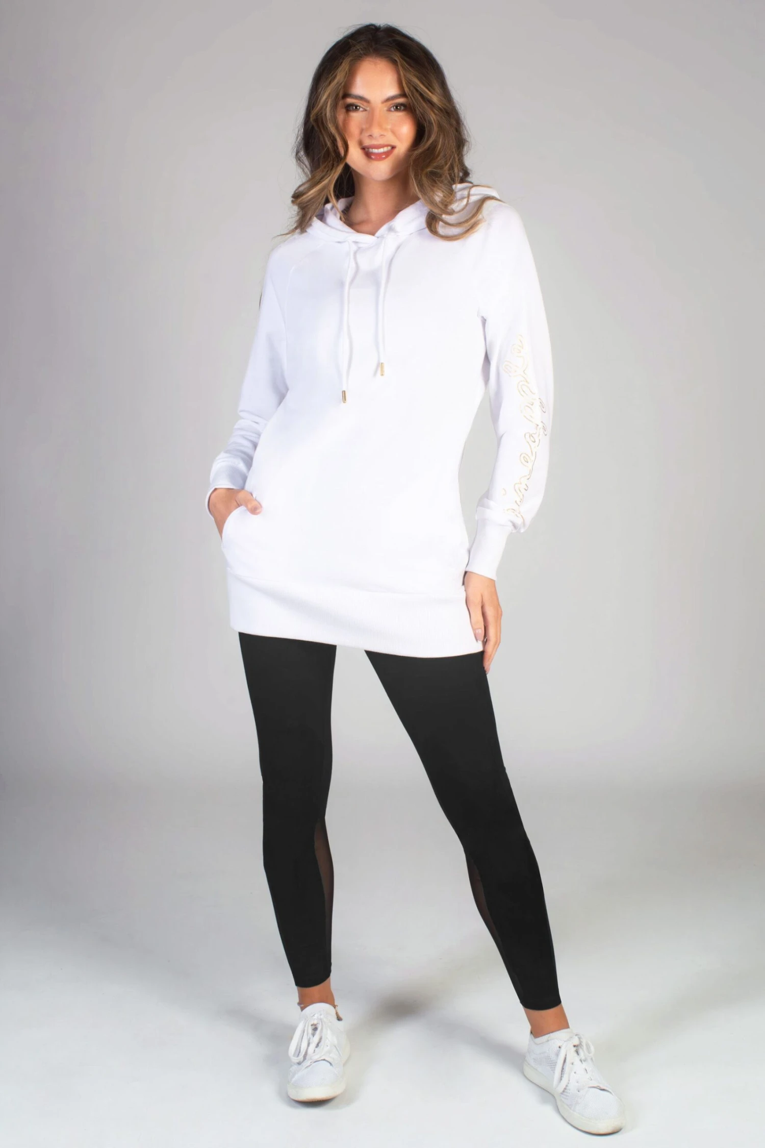 Pineapple Womens Longline Logo White Hoodie 4 Pineapple Womens Longline Logo White Hoodie - Image 4