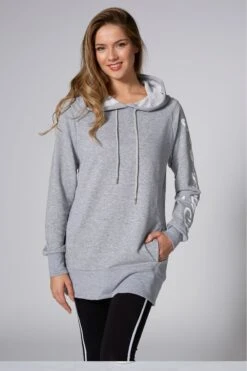 Pineapple Grey Longline Logo Hoodie