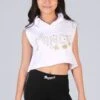 Pineapple Girls White Sleeveless Dance Crop Hoodie