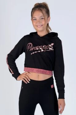 Pineapple Tape Hem Black Hoodie