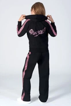 Pineapple Black Sequin Stripe Zip Hoodie -Pineapple D18047s3