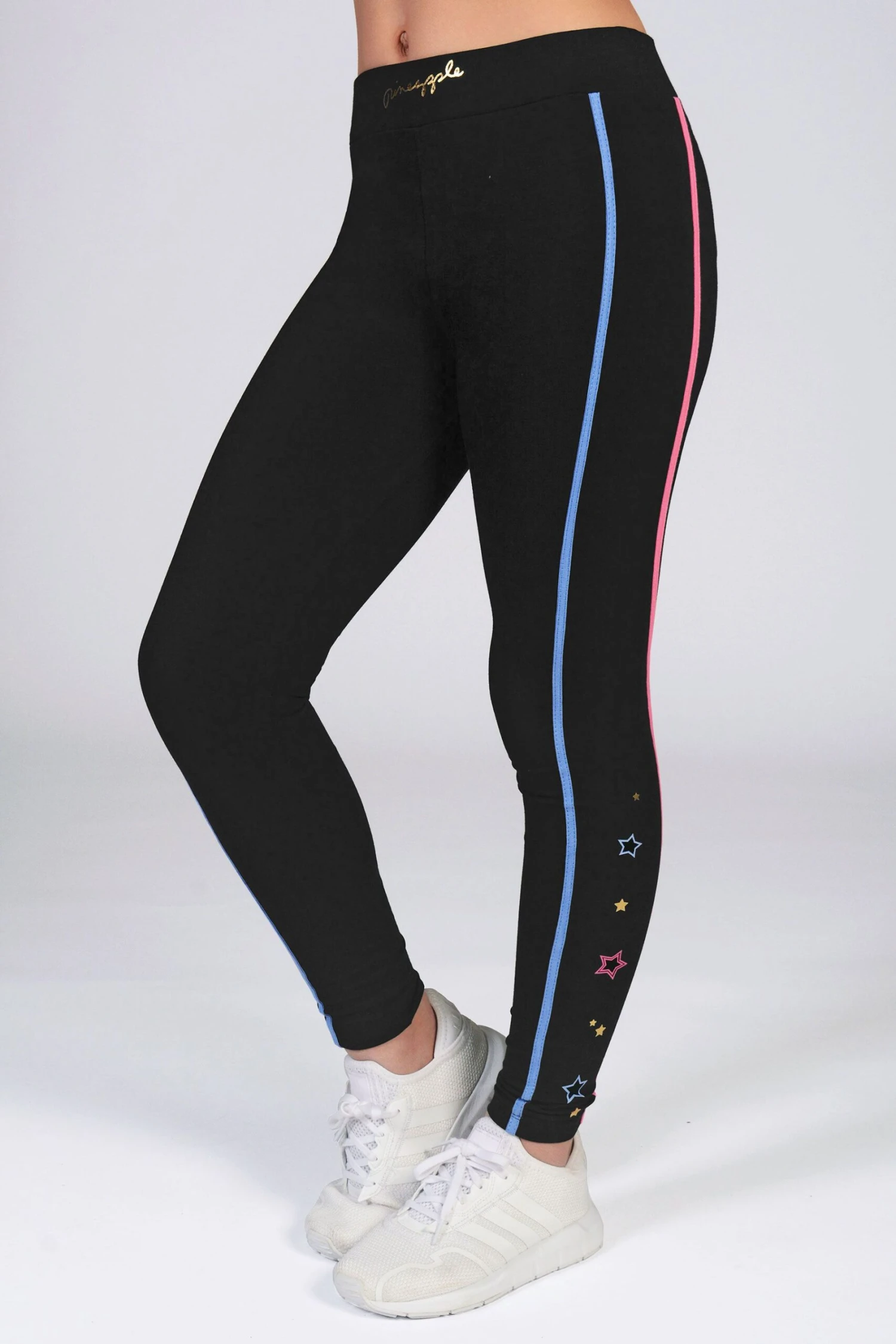 Pineapple Girls Black Star Piping Leggings 1 Pineapple Girls Black Star Piping Leggings