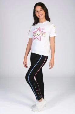 Pineapple Girls Black Star Piping Leggings 7 Pineapple Girls Black Star Piping Leggings -Pineapple D64643s3