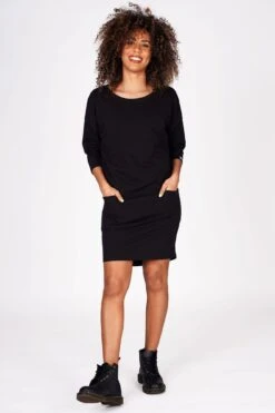Loopback Pocket Dress -Pineapple black loopback pocket dress 04