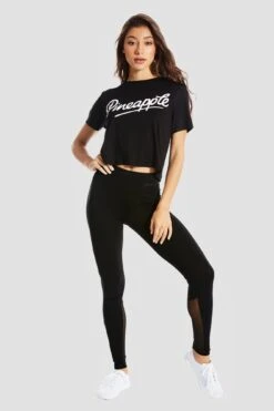 Crop T Shirt -Pineapple crop t shirt black TS15490A1 04 b5a49f18 dbd5 4e11 b83d 9d5c5a92bd13