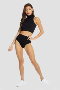 Barbarella Turtle Neck Sleeveless Crop Top -Pineapple dance knicks black PS15400A1 01 557077bb ceb9 4a5a ae45 5b85d37bb09c