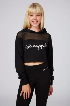 Mesh Panel Crop Hoodie