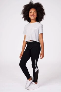 Double Band Mesh Leggings -Pineapple girls black DBL band mesh legging 03