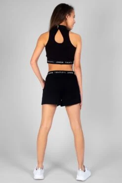 Pocket Sweat Shorts -Pineapple girls black band shorts 04