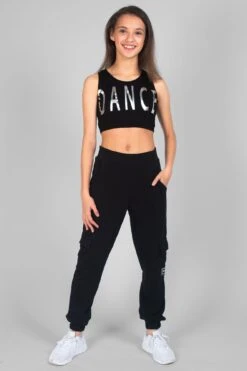 Crop Dance Vest -Pineapple girls black crop dance vest 03