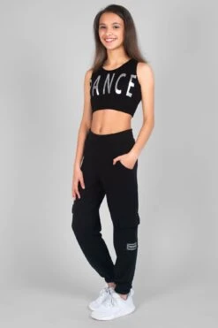 Crop Dance Vest -Pineapple girls black crop dance vest 04