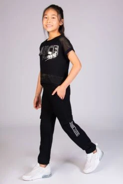 Dance Crop T-Shirt -Pineapple girls black dance crop t shirt 02