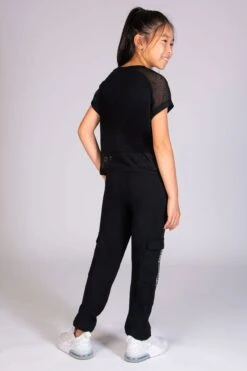 Dance Crop T-Shirt -Pineapple girls black dance crop t shirt 04