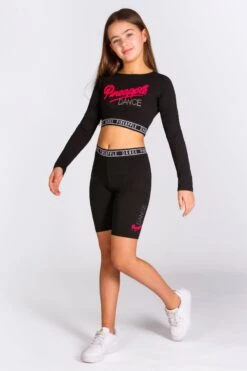 Dance Cycling Shorts -Pineapple girls black dance cycling shorts 03