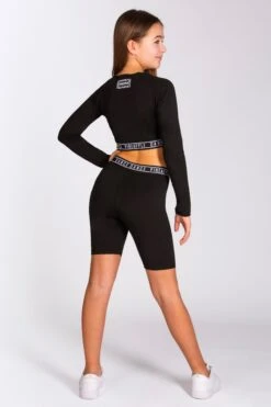 Dance Cycling Shorts -Pineapple girls black dance cycling shorts 04