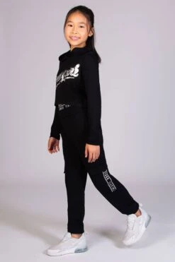 Logo Crop Hoodie -Pineapple girls black logo crop hoodie 03 ad792a0f 10ad 4831 9d42 9ce67da29369