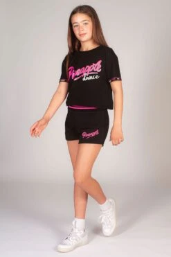 Logo Dance Crop T-Shirt -Pineapple girls black logo dance crop t shirt 03