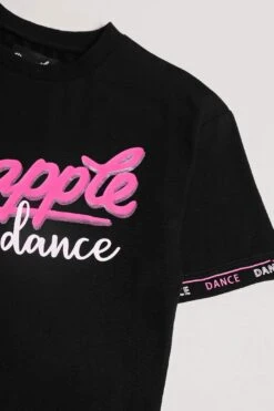 Logo Dance Crop T-Shirt -Pineapple girls black logo dance crop t shirt 04