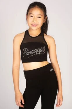 Logo Mesh Panel Crop Top
