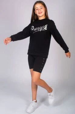 Logo Sweatshirt -Pineapple girls black logo sweatshirt tl1627ca1 04