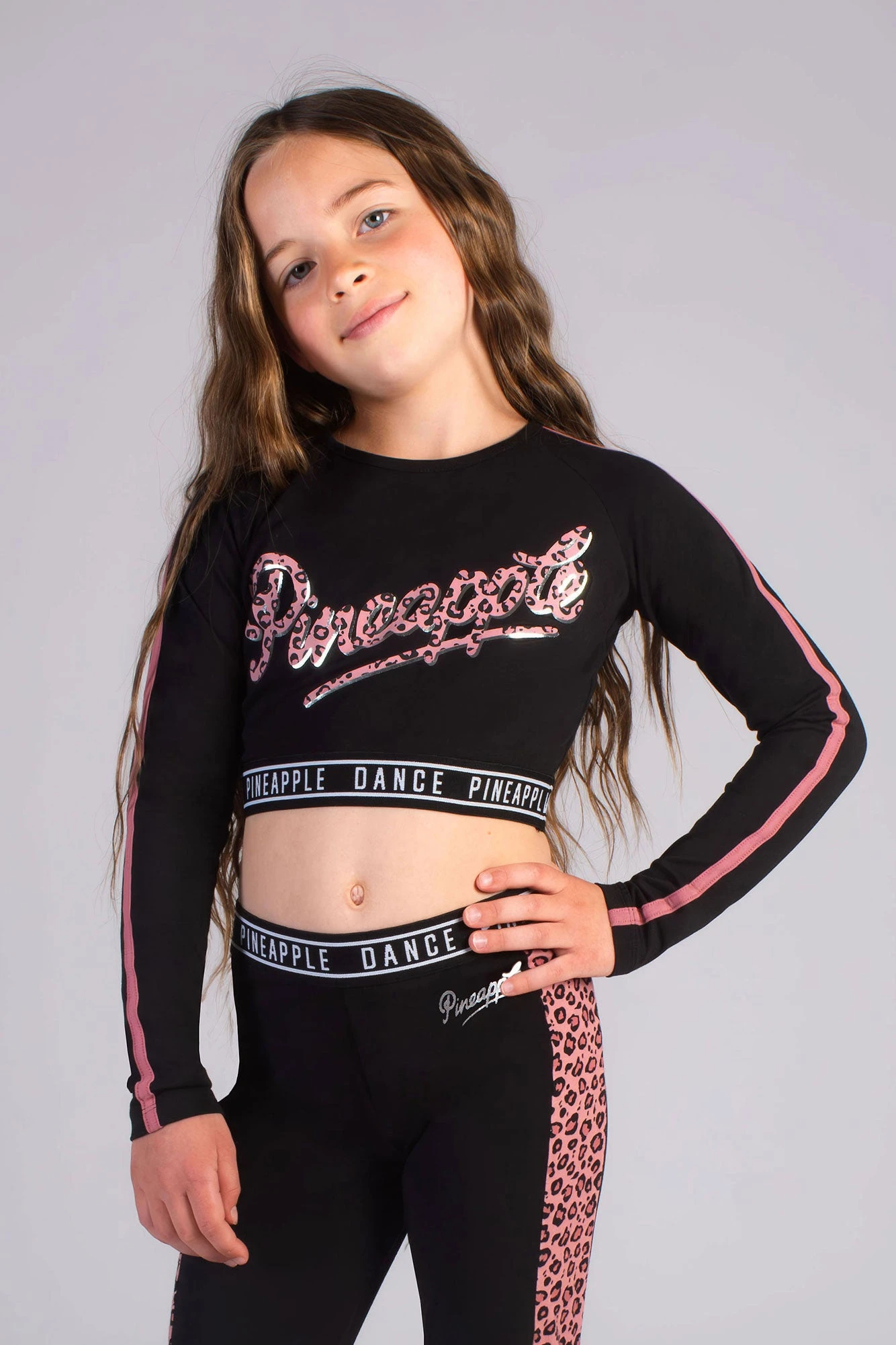 Leopard Logo Long Sleeve Crop Top 1 Leopard Logo Long Sleeve Crop Top