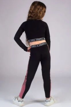 Leopard Logo Long Sleeve Crop Top 7 Leopard Logo Long Sleeve Crop Top -Pineapple girls black long sleeve crop top with leopard logo tl1630ca1 04