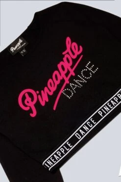 Long Sleeve Dance Crop Top -Pineapple girls black long sleeve dance crop top TL1634CA1 05