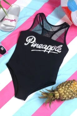 Mesh Swimsuit -Pineapple girls black mesh swimsuit SW0004CA1 05