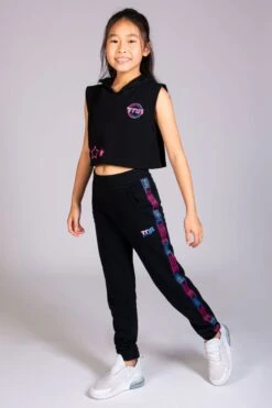 The Next Step Tape Joggers -Pineapple girls black pineapple the next step tape joggers 03
