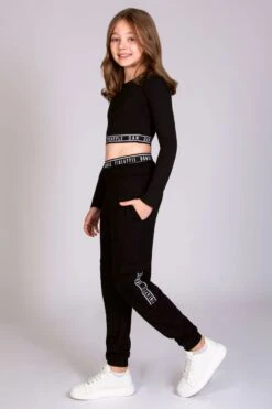 Pocket Cargo Joggers -Pineapple girls black pocket cargo joggers 03