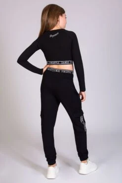 Pocket Cargo Joggers -Pineapple girls black pocket cargo joggers 04