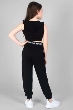 Sleeveless Hoodie -Pineapple girls black sleeveless hoodie 05