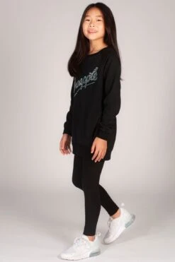 Stud Logo Longline Sweat Top -Pineapple girls black stud logo longline sweat top 03 80590c3f cfce 4486 a4f7 b583b1651c60
