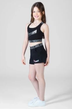 Tape Band Shorts -Pineapple girls black tape band shorts 03