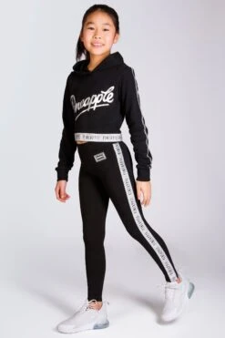 Tape Crop Hoodie -Pineapple girls black tape crop hoodie 03