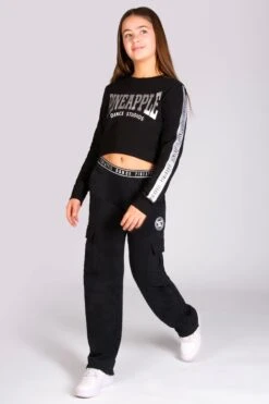 Tape Crop Sweater -Pineapple girls black tape crop sweater 03