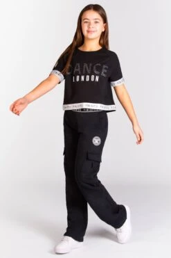 Glitter Tape Crop T-Shirt -Pineapple girls black tape crop t shirt 03