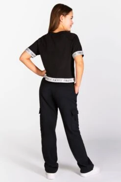 Glitter Tape Crop T-Shirt -Pineapple girls black tape crop t shirt 04