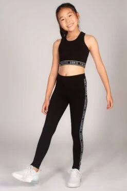 Tape Hem Midi Crop Top -Pineapple girls black tape hem midi crop top 03