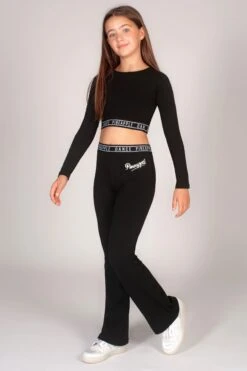 Tape Long Sleeve Crop Top -Pineapple girls black tape long sleeve crop top 03