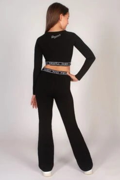 Tape Long Sleeve Crop Top -Pineapple girls black tape long sleeve crop top 04