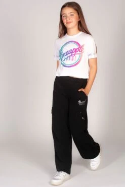 Wide Leg Cargo Joggers -Pineapple girls black wide leg cargo joggers 03