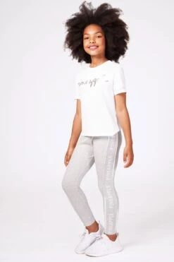 Logo Panel Leggings -Pineapple girls grey logo panel legging 03