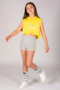 Sleeveless Dance Crop Hoodie -Pineapple girls yellow seelveless crop hoodie 03 b0301f76 490b 444f a3b9 bd3c694ab787