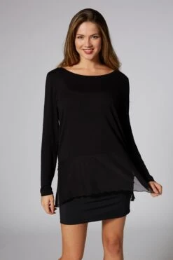 Mesh Hem Long Sleeve Top